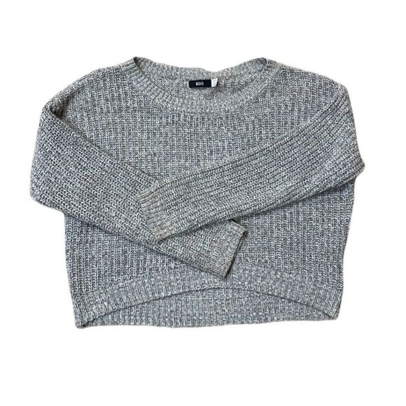 BDG Sweaters - Urban Outfitters BDG Grey Chunky Knit Oversized Crewneck Cropped Sweater Medium